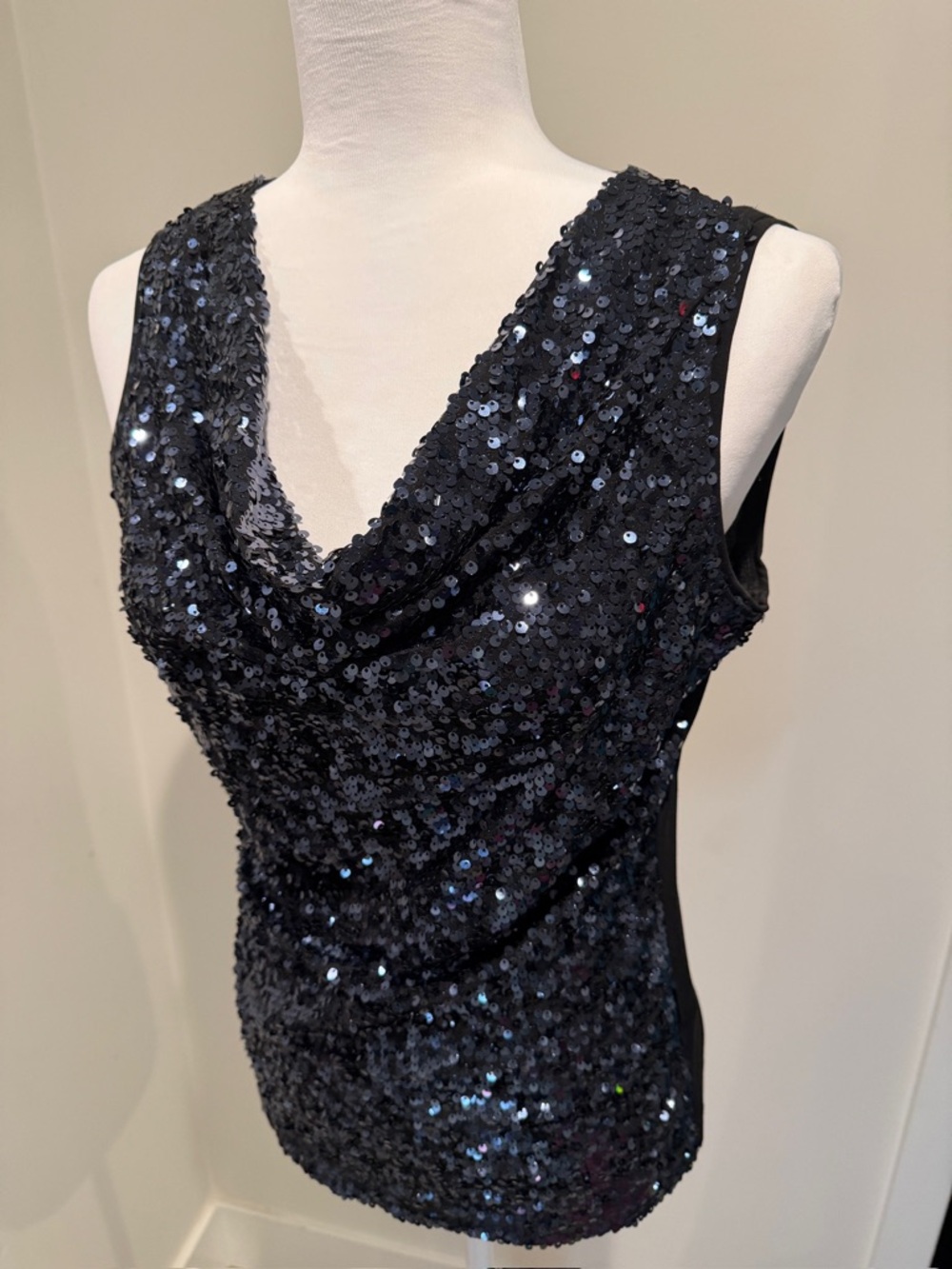 Calvin Klein Sequin Sleeveless Cowl Neck Top